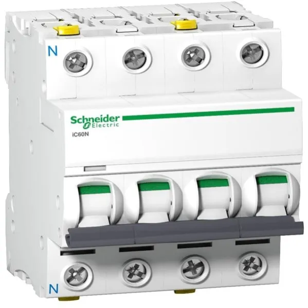 Schneider Electric Acti9 circuit breaker iC60N, 3P+N 32A C, with double terminal, 72 mm